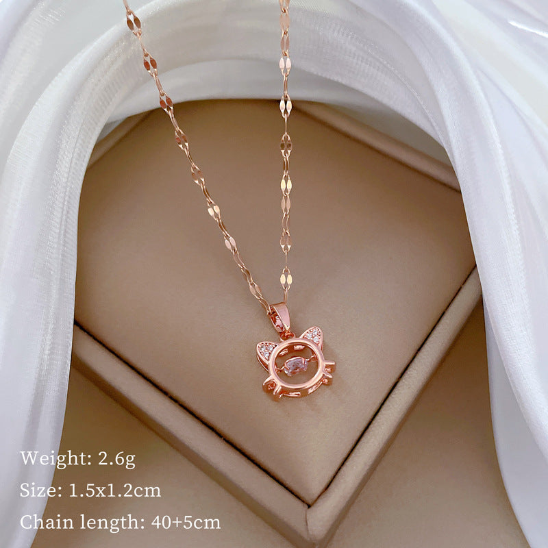 Collana di lusso in acciaio al titanio con cuore geometrico, strass e catena a labbra per donne e uomini