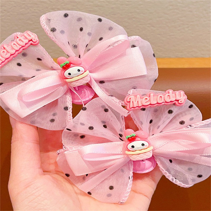 Handmade Chinese Traditional Hair Clip for Girls with Bow Shape Fabric Material and Flowing Tassels in Natural Style