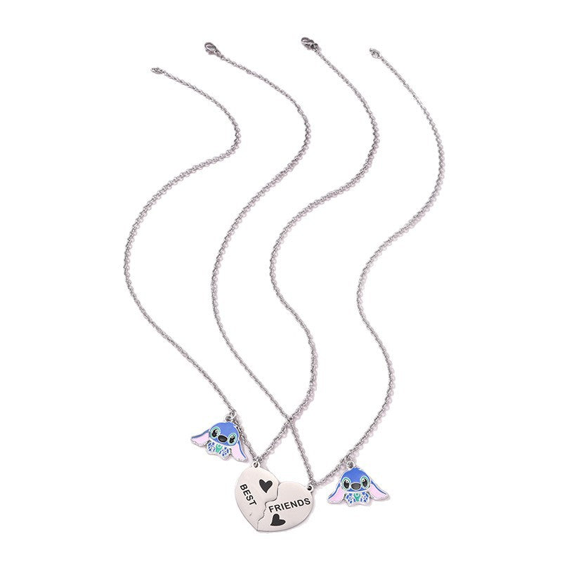 Collar minimalista de aleación con lazo y colgante de resina para niños, acabado esmaltado, cadena de cuentas redondas