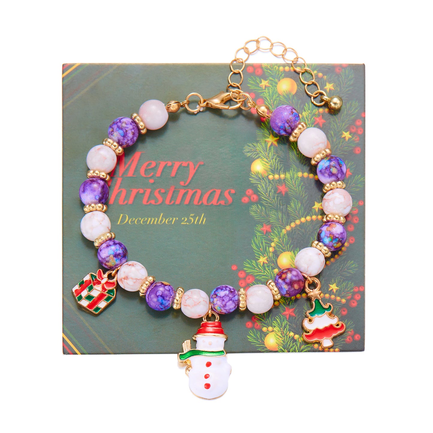 Braccialetto geometrico fatto a mano in lega con perline di Babbo Natale per uomo e donna, regalo di Natale, gioielli dell'amicizia