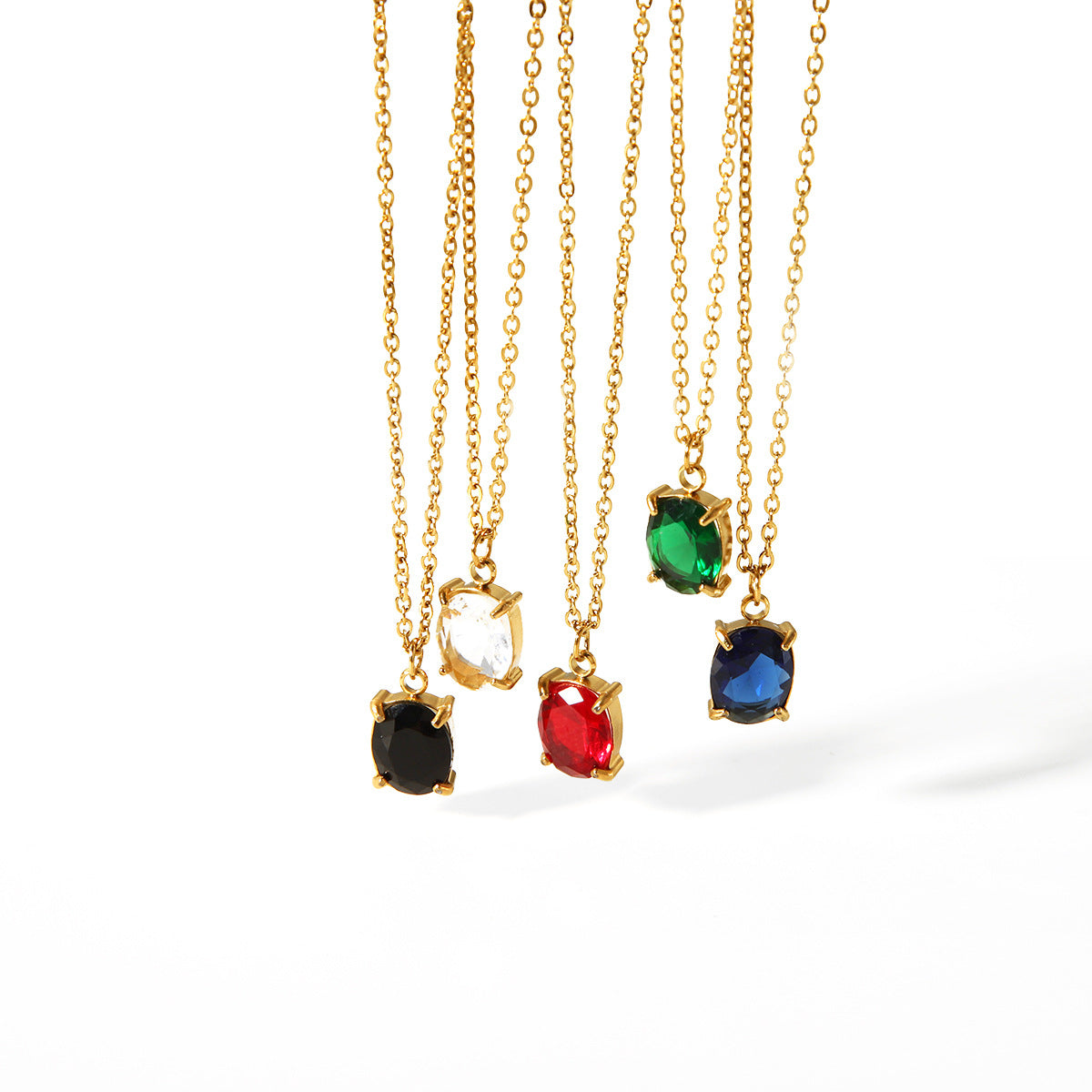 Minimalist Geometric Stainless Steel Necklace for Women with Zircon Inlay, Hypoallergenic and Fade-Resistant Pendant Jewelry