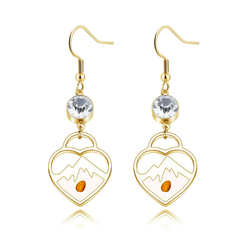 Pendientes de acero inoxidable en forma de corazón con acabado chapado para mujer, joyería de abalorios