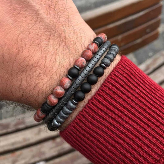 Fashion Handmade Round Hematite Beaded Bracelet with Crystal Accents for Men and Women