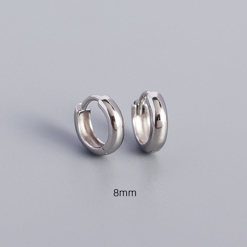 Minimalist Geometric Shiny Silver Hoop Earrings in 925 Sterling Silver with Plated Finish