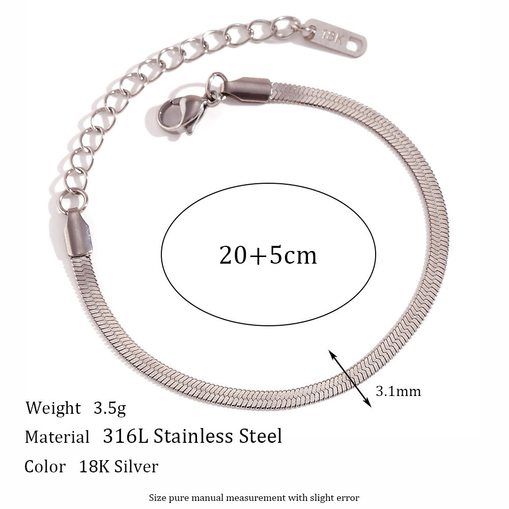 Minimalist Geometric Titanium Steel Plated 18K Gold Blade Chain Anklet Waist Chain Bracelet Necklace for Women