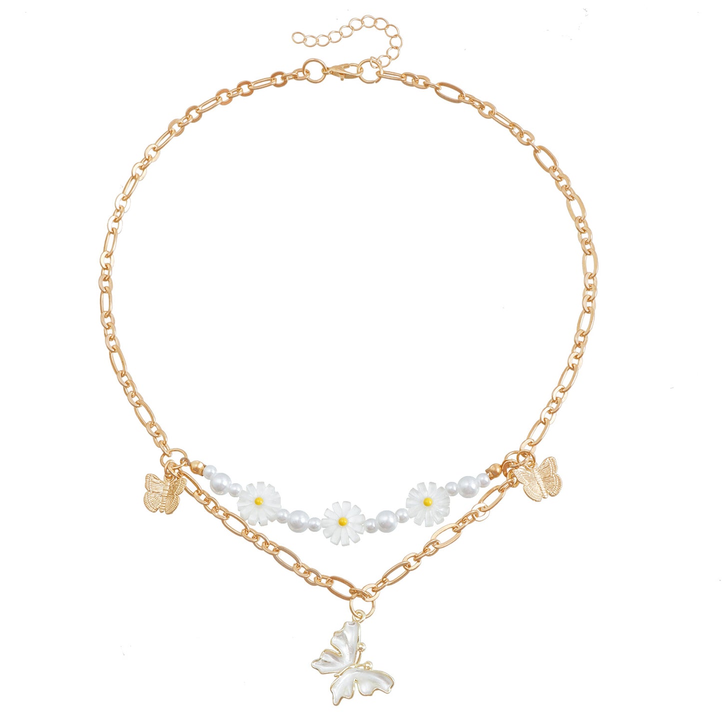 Minimalist Butterfly Pendant Necklace with Enamel Detailing on Alloy Chain for Women