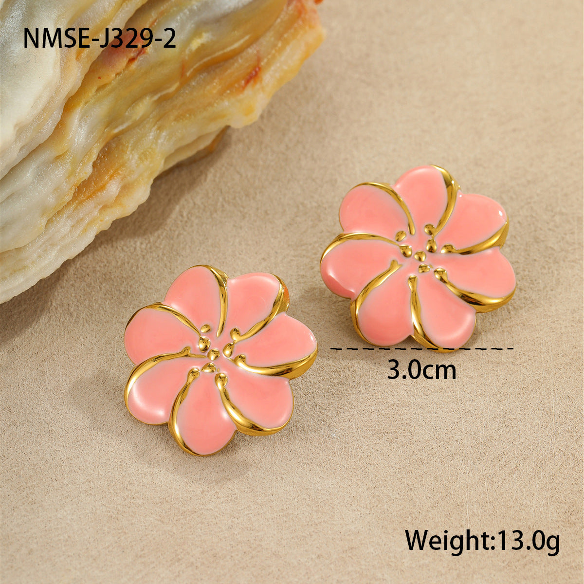 Pendientes Florales Minimalistas de Acero Inoxidable con Acabado Esmaltado para Mujer Diseño Geométrico de Pétalos Joyería de Oficina de Moda