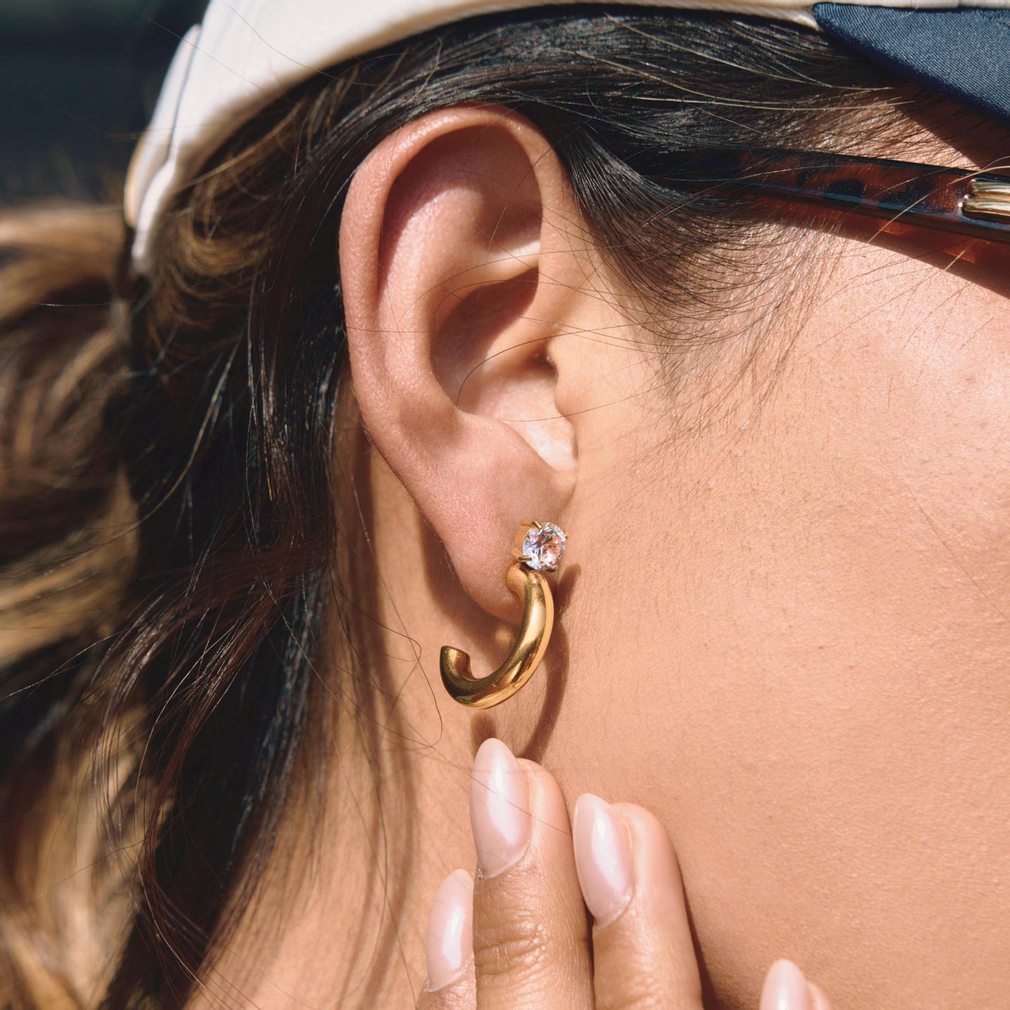 Luxury Elegant Geometric Stainless Steel PVD 18K Gold Plated Cubic Zirconia Hoop Earrings for Women