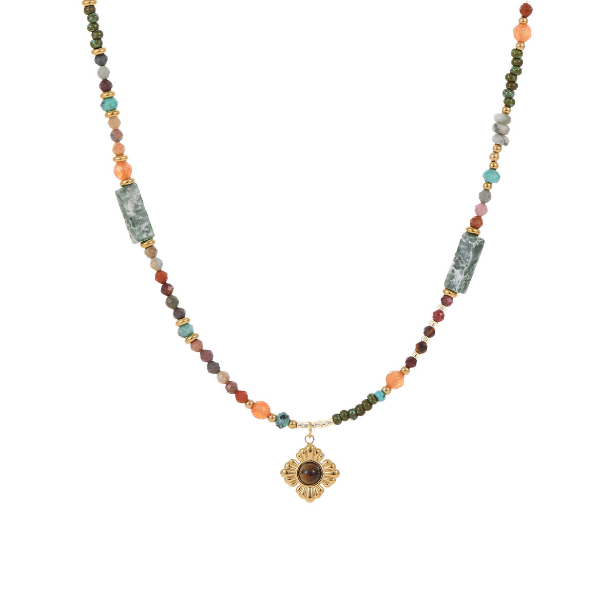 Collar colgante geométrico minimalista de acero inoxidable con chapado en oro para mujer