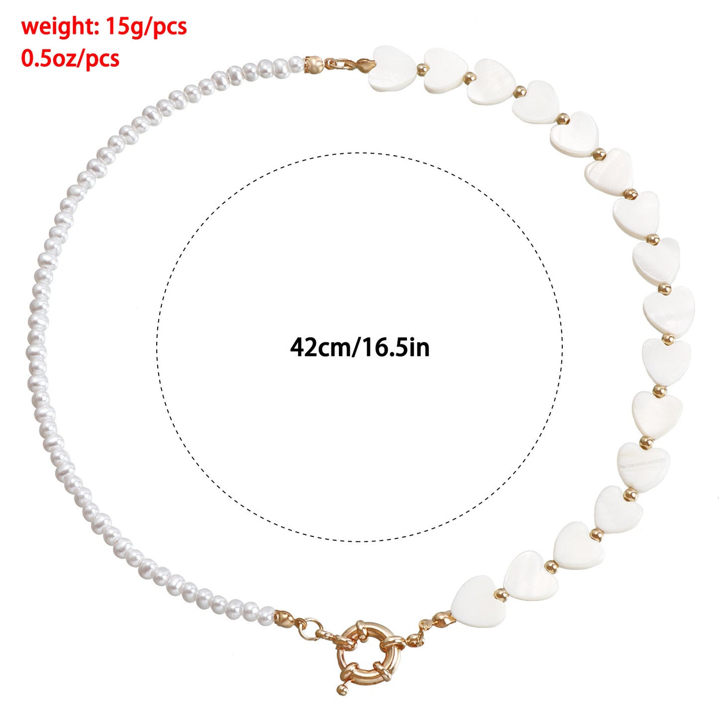 Collar con colgante en forma de corazón acrílico de una sola capa minimalista para mujer con detalles de concha y acabado galvanizado