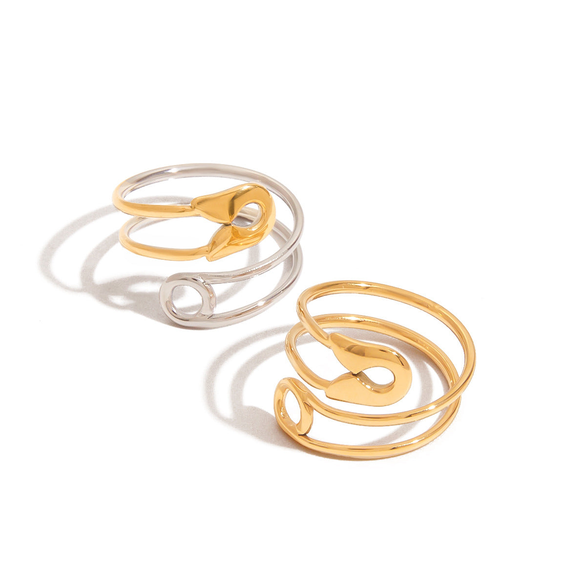 Anillo Geométrico de Acero de Titanio con Acabado de Chapado para Mujer Joyería Minimalista de Moda