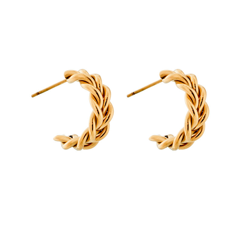 Pendientes de Acero Inoxidable Trenzado Geométricos Minimalistas para Mujer con Acabado Chapado