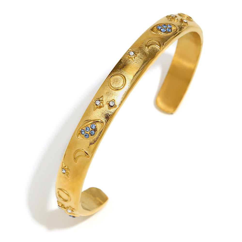 Elegant Geometric 18K Gold Plated Stainless Steel Ring Bracelet Earring Set for Women