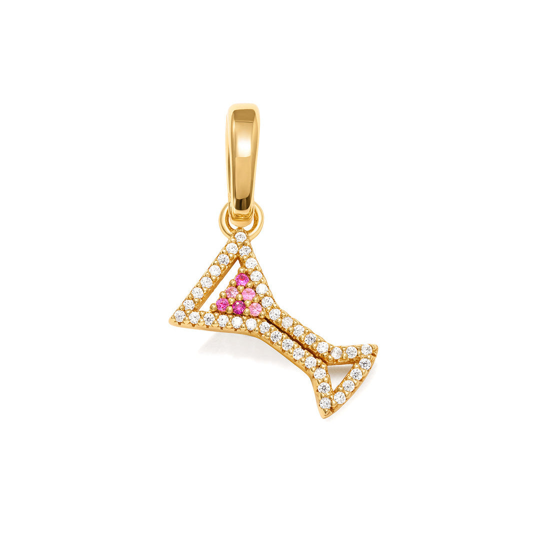 Vintage 18K Gold Plated Stainless Steel Butterfly Charm Bar PVD