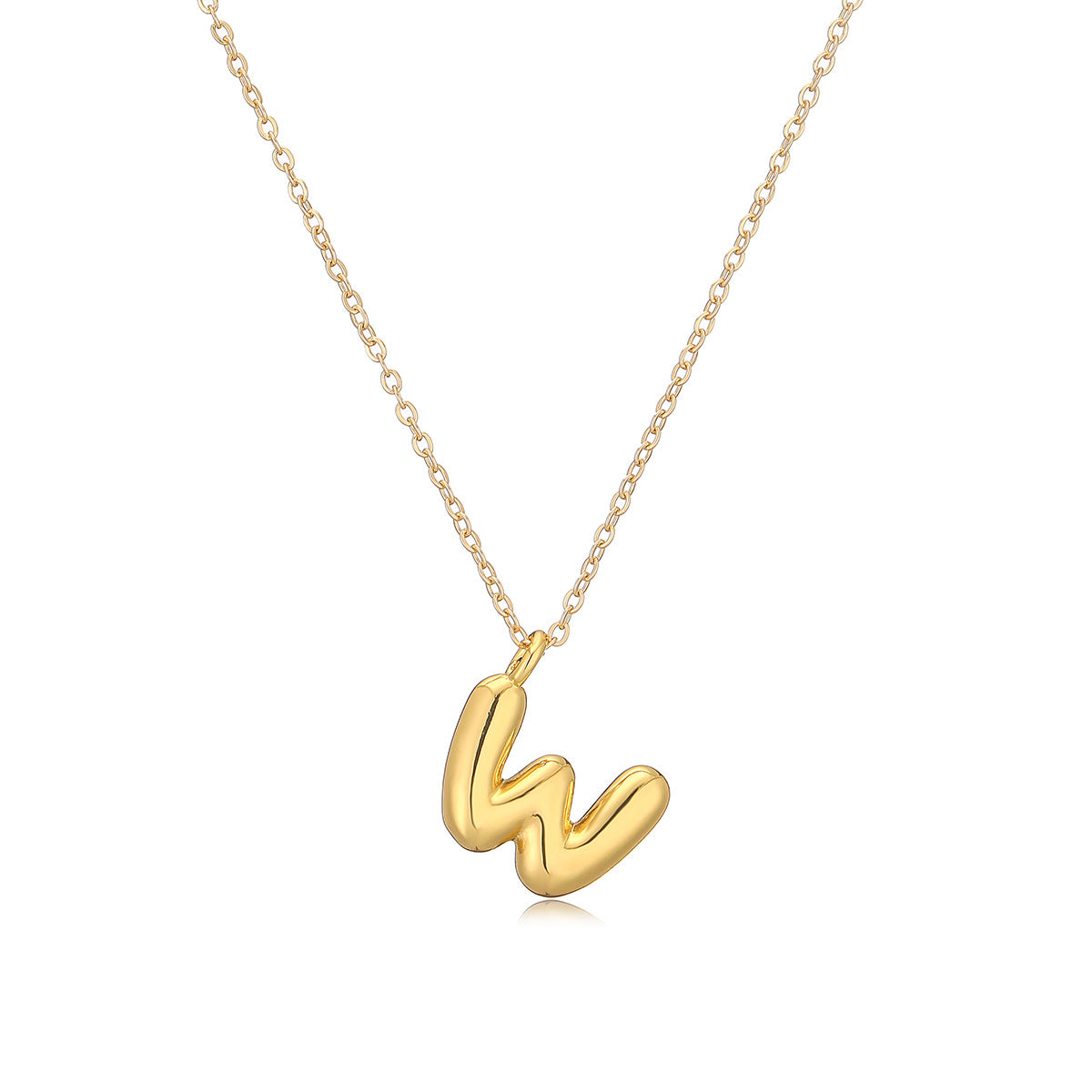 Minimalist Letter-Shaped Copper Pendant Necklace with Real Gold Plating for Women