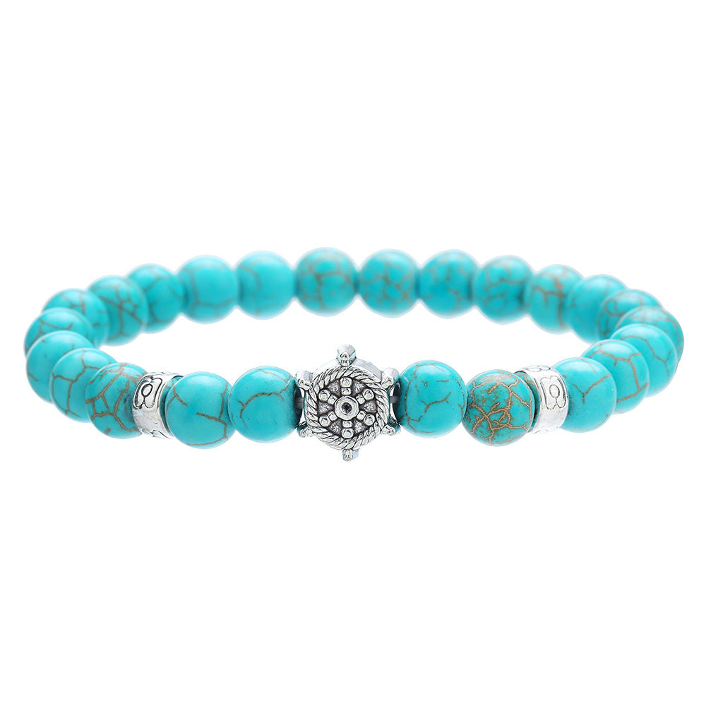 Bohemian Ethnic Geometric Round Alloy Turquoise Beaded Bracelet
