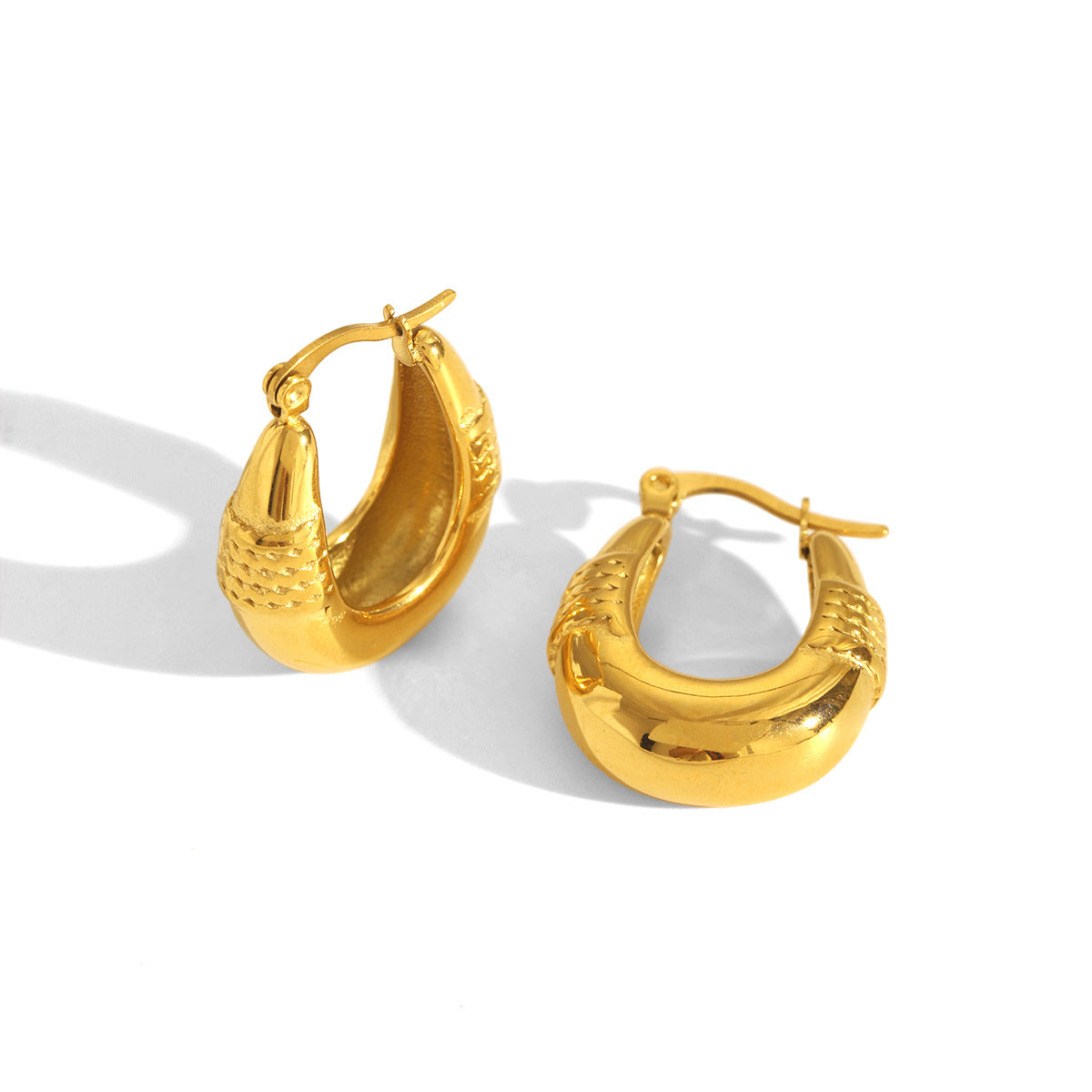 Orecchini da donna in acciaio inossidabile placcati oro 18 carati, ovali, geometrici, stile minimalista