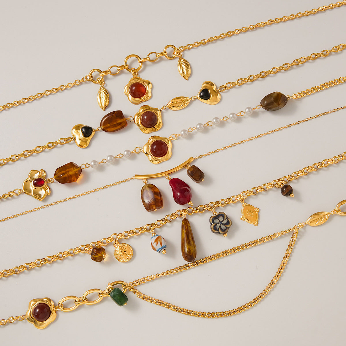 Collar de suéter de resina geométrica minimalista para mujer, cadena de acero inoxidable con colgante de acero de titanio, electrochapado para otoño invierno