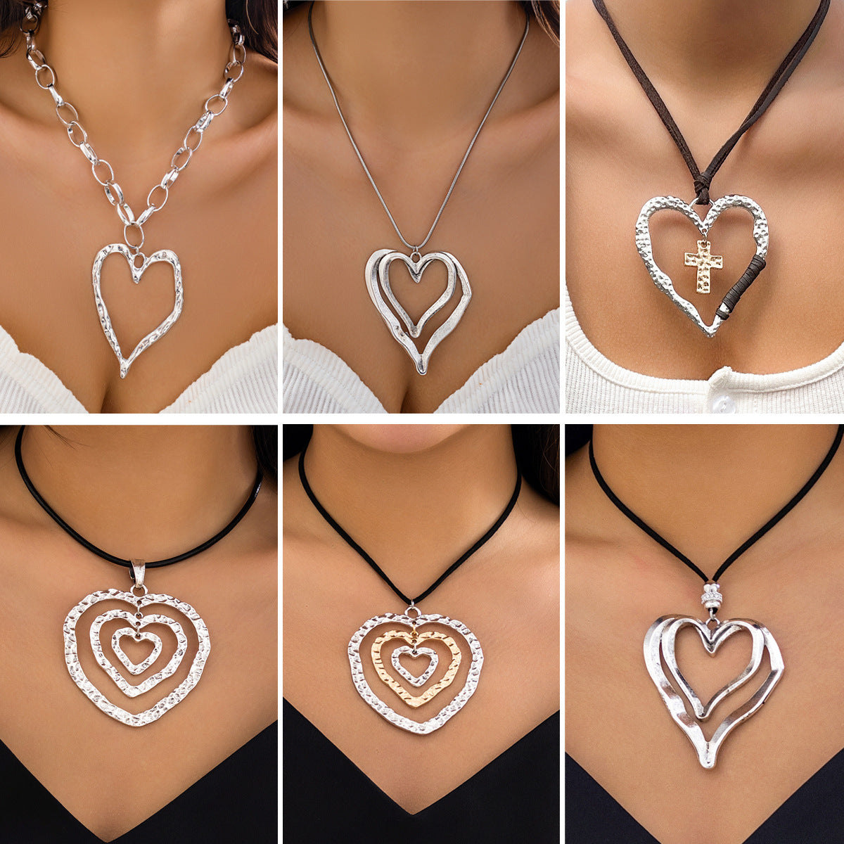 Minimalist Sweet Heart Pendant Plated Alloy Choker Necklace for Women