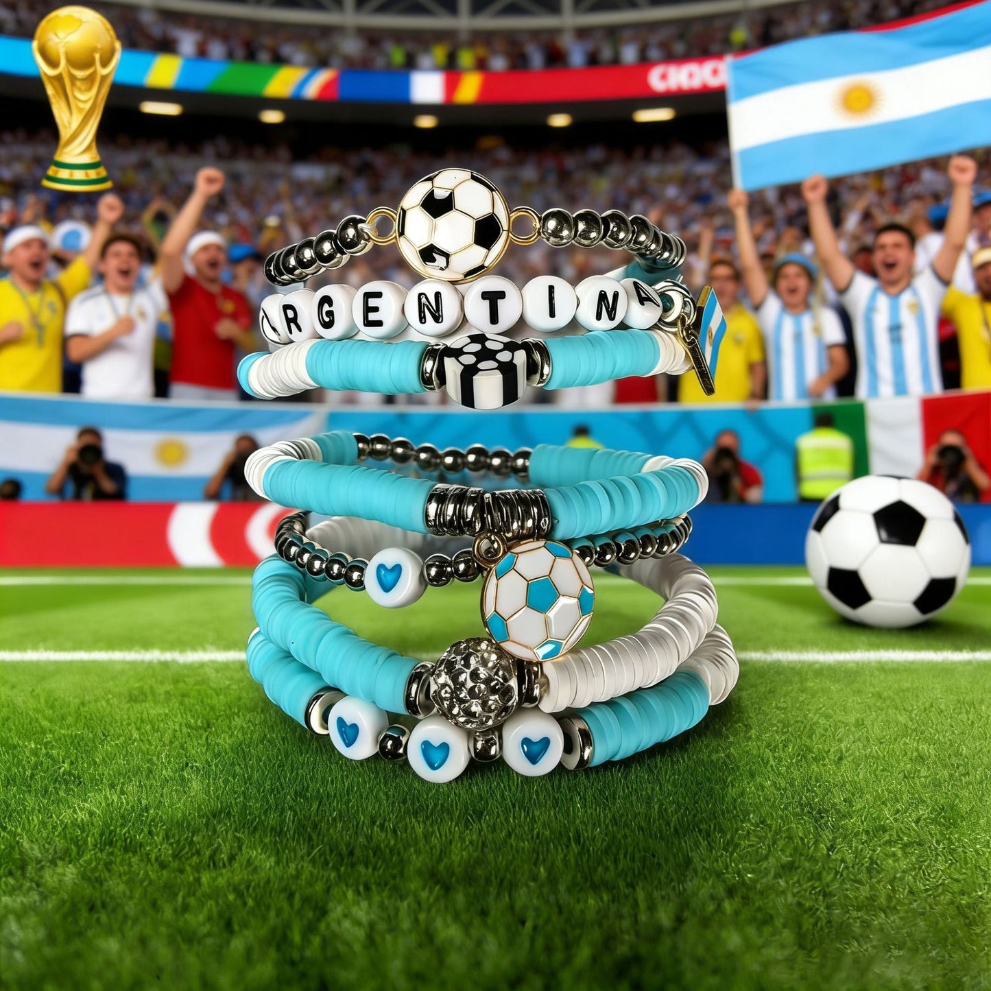 Vintage Handmade Resin Bracelet Unisex World Cup Fan Jewelry