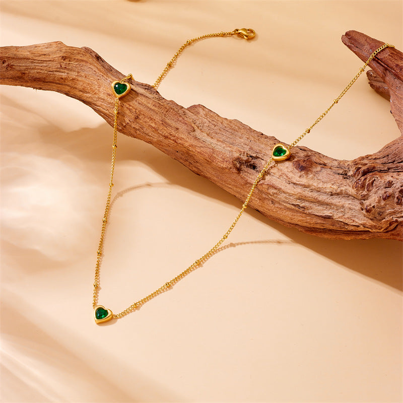 Conjunto de collar y pulsera con colgante de corazón chapado en acero inoxidable para mujer