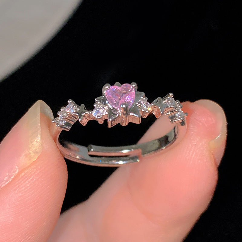 Sweet Cubic Zirconia Inlay Brass Bow Ring for Women