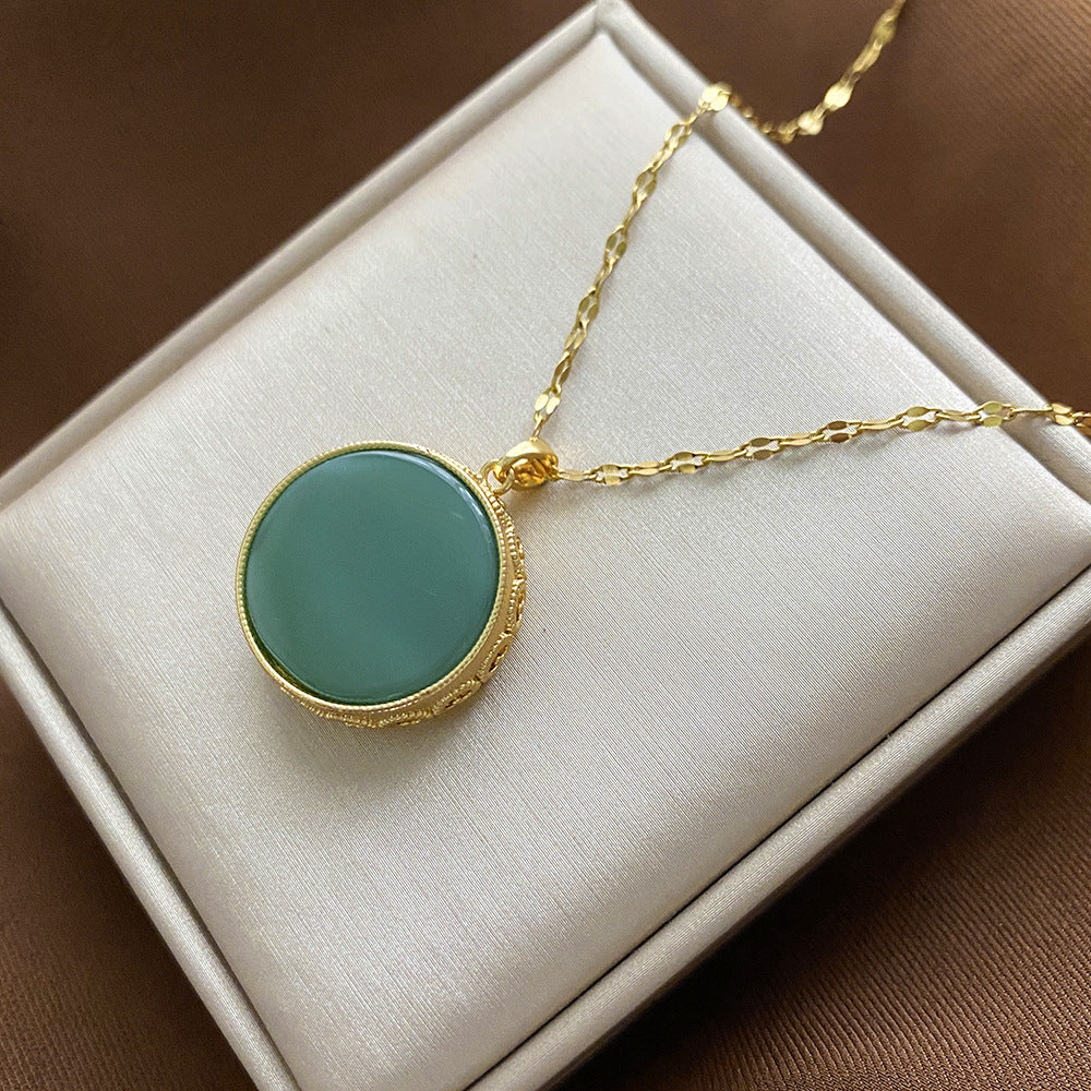 Collana Pendente Floreale Minimalista da Donna e Uomo in Acciaio al Titanio con Finitura Placcata e Catenina a Croce