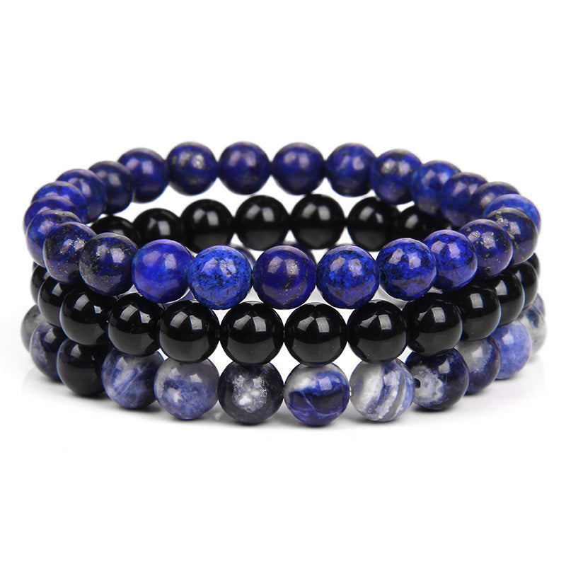 8mm Natural Rose Quartz and Agate Geometric Beaded Bracelet Unisex Crystal Jewelry