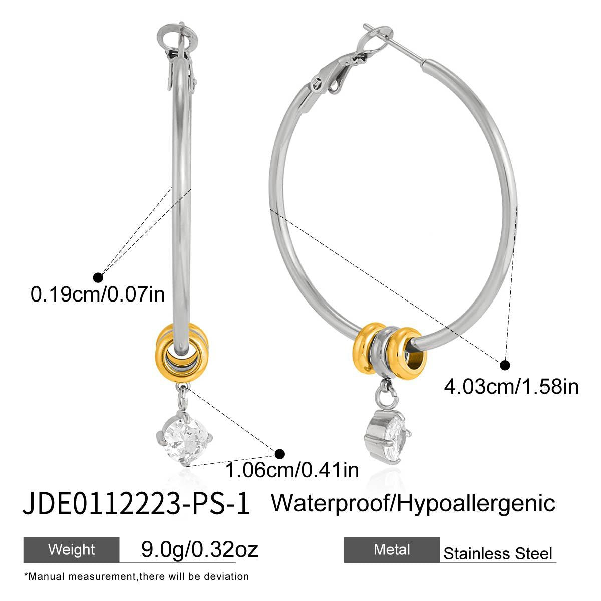 Elegant Round Geometric Stainless Steel Plated Cubic Zirconia Hoop Earrings for Women