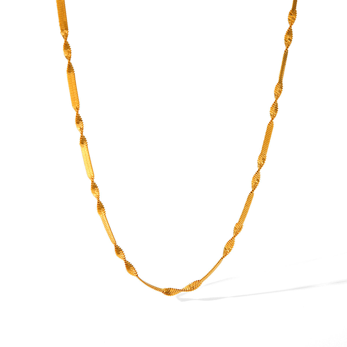 Trendy Geometric 18K Gold Plated Stainless Steel Snake Chain Necklace for Women