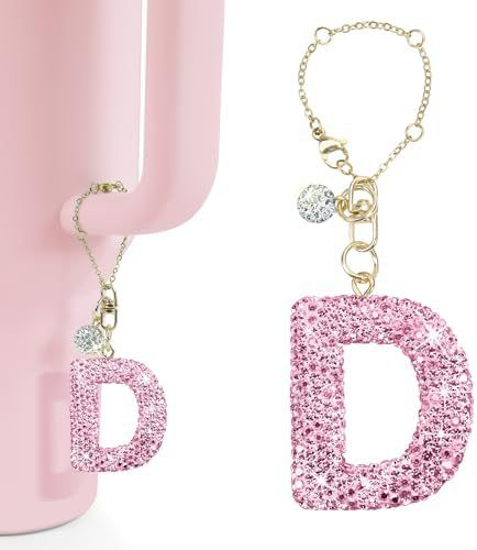 Rhinestone Inlaid Letter Resin Charm Bar Keychain Accessory