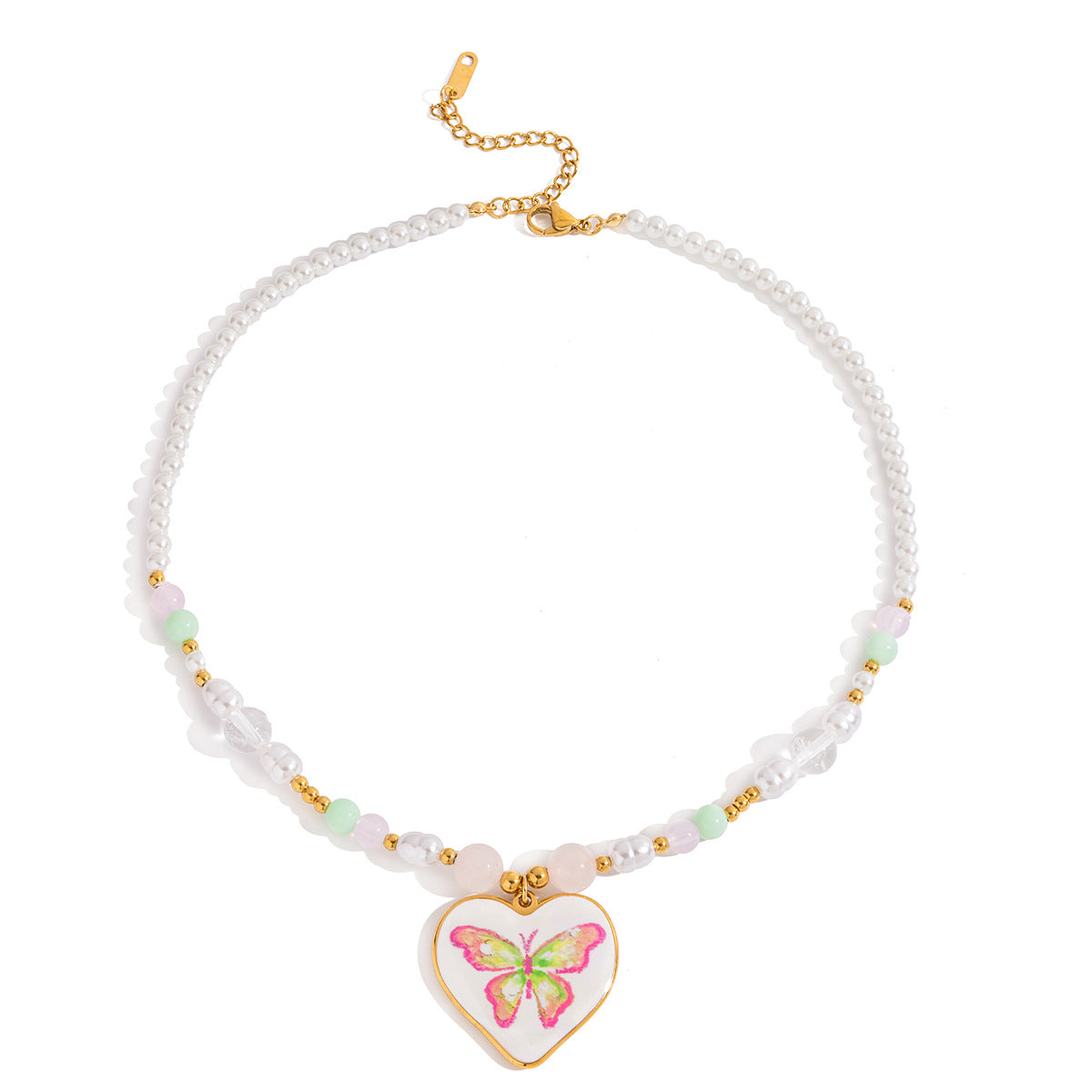 Collar Chapado de Acero Inoxidable con Forma de Corazón a la Moda con Colgante de Acero de Titanio para Mujer