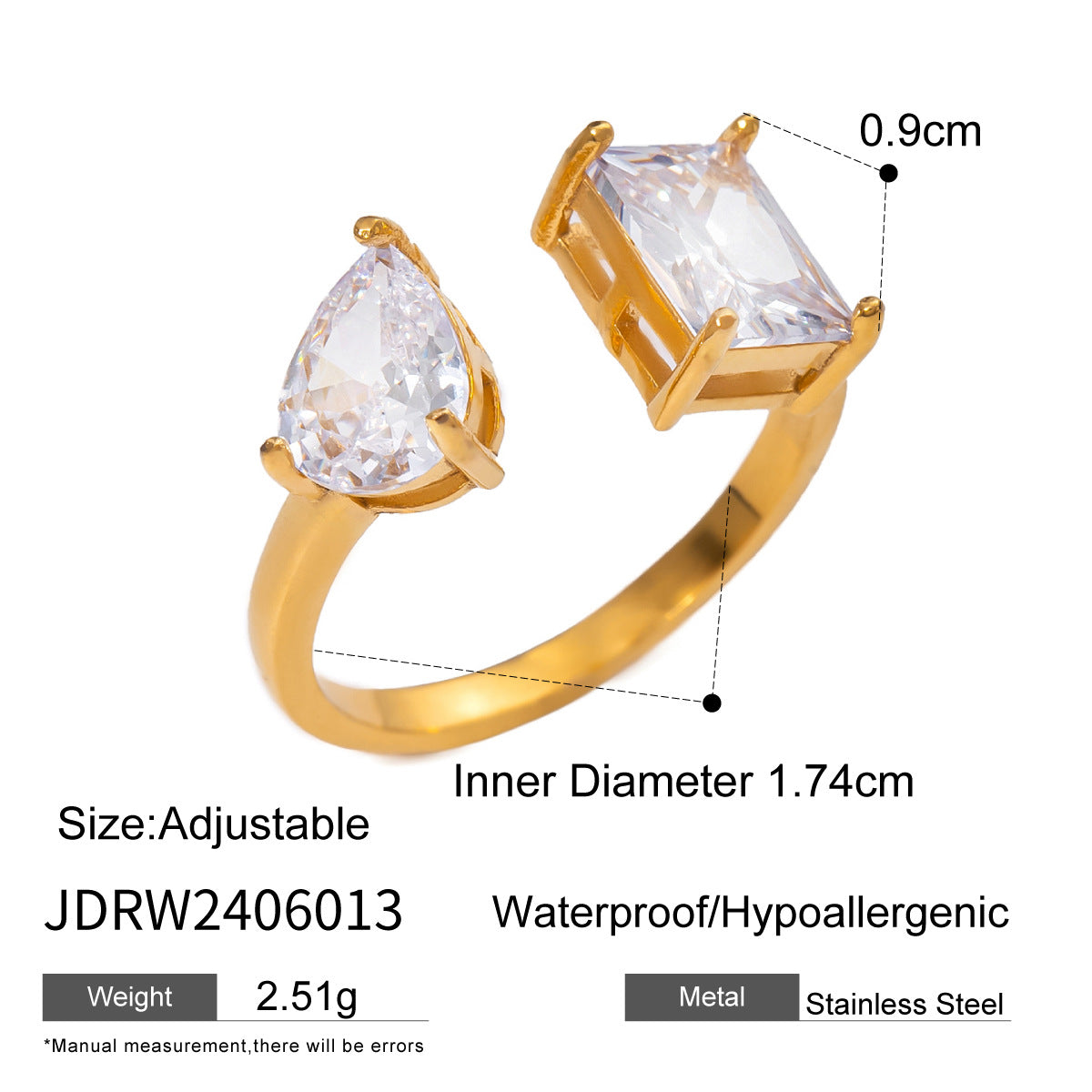 Minimalist Geometric Round Stainless Steel Plated Ring with Cubic Zirconia for Women