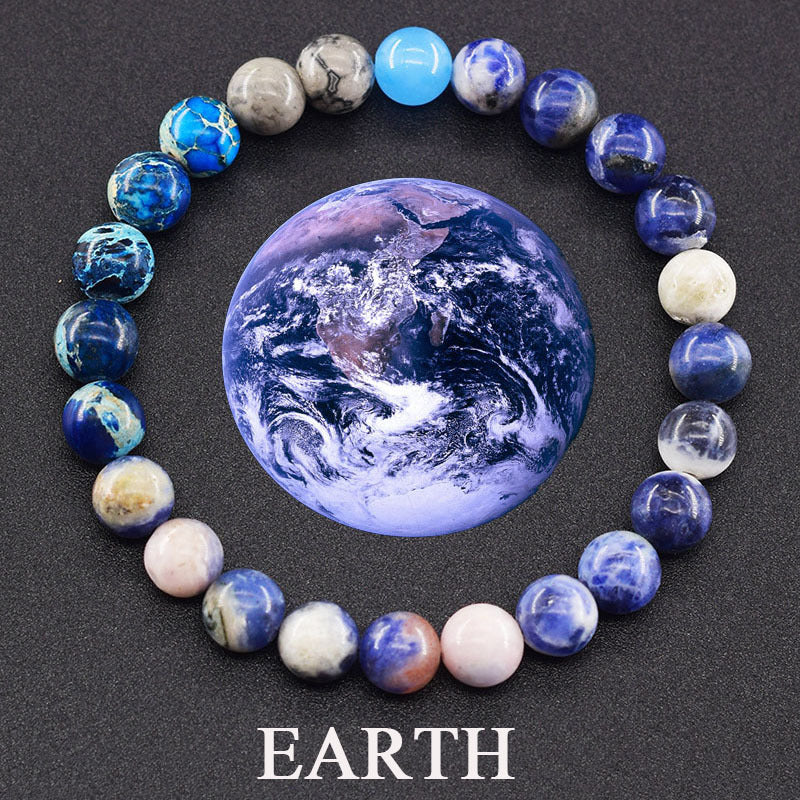 Classic Sweet Natural Gemstone Round Geometric Stretch Bracelet Unisex Jewelry Gift