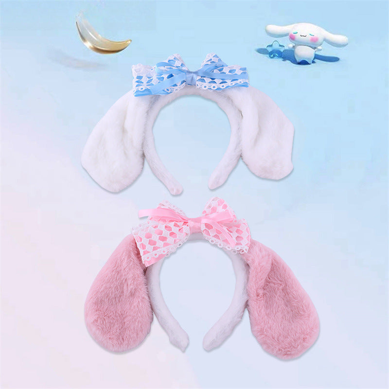 Bonita diadema de felpa para lavarse la cara para mujeres y niñas con ribete de encaje y diseño geométrico de tela para aplicar mascarillas