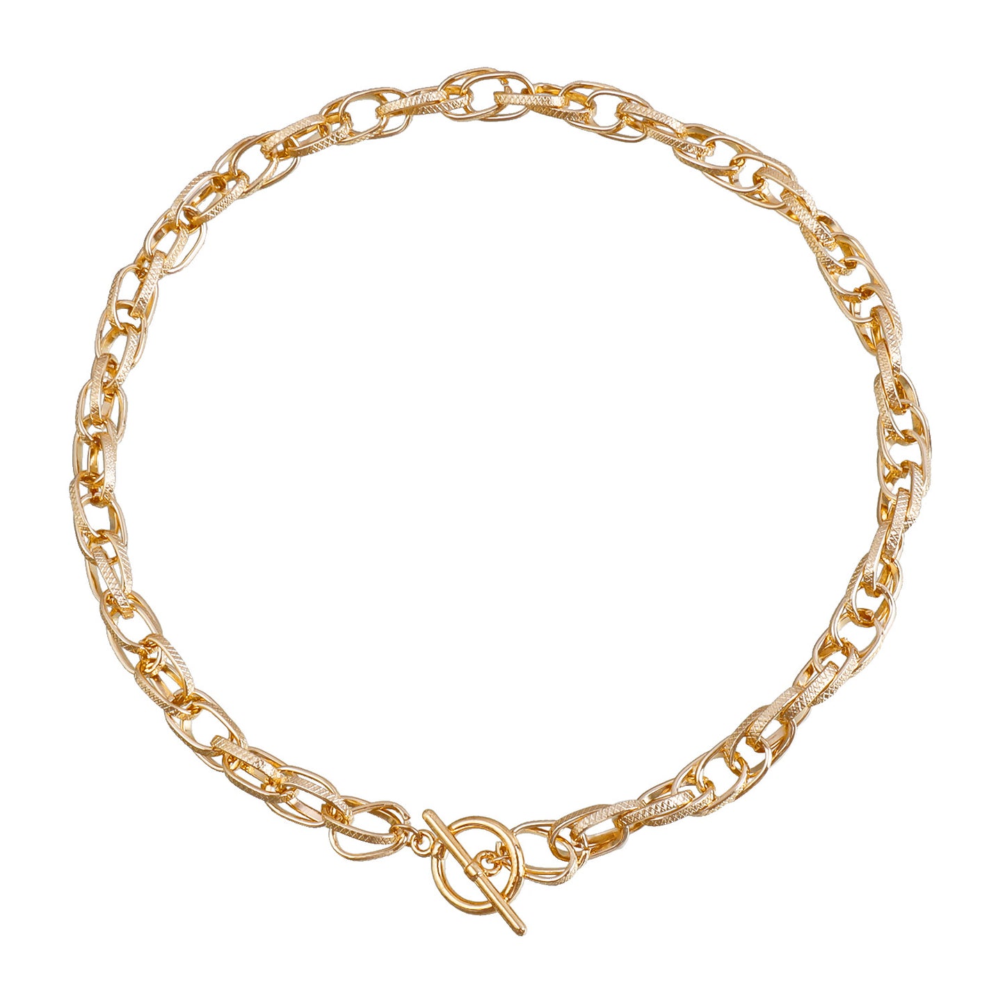 Minimalist Geometric Hollow-Out O-Shape Necklace for Women with Plated Metal Chain