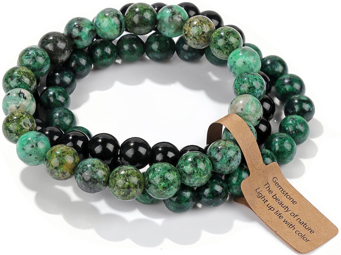 Elegant Geometric Round Agate Beaded Stretch Bracelet Set Unisex