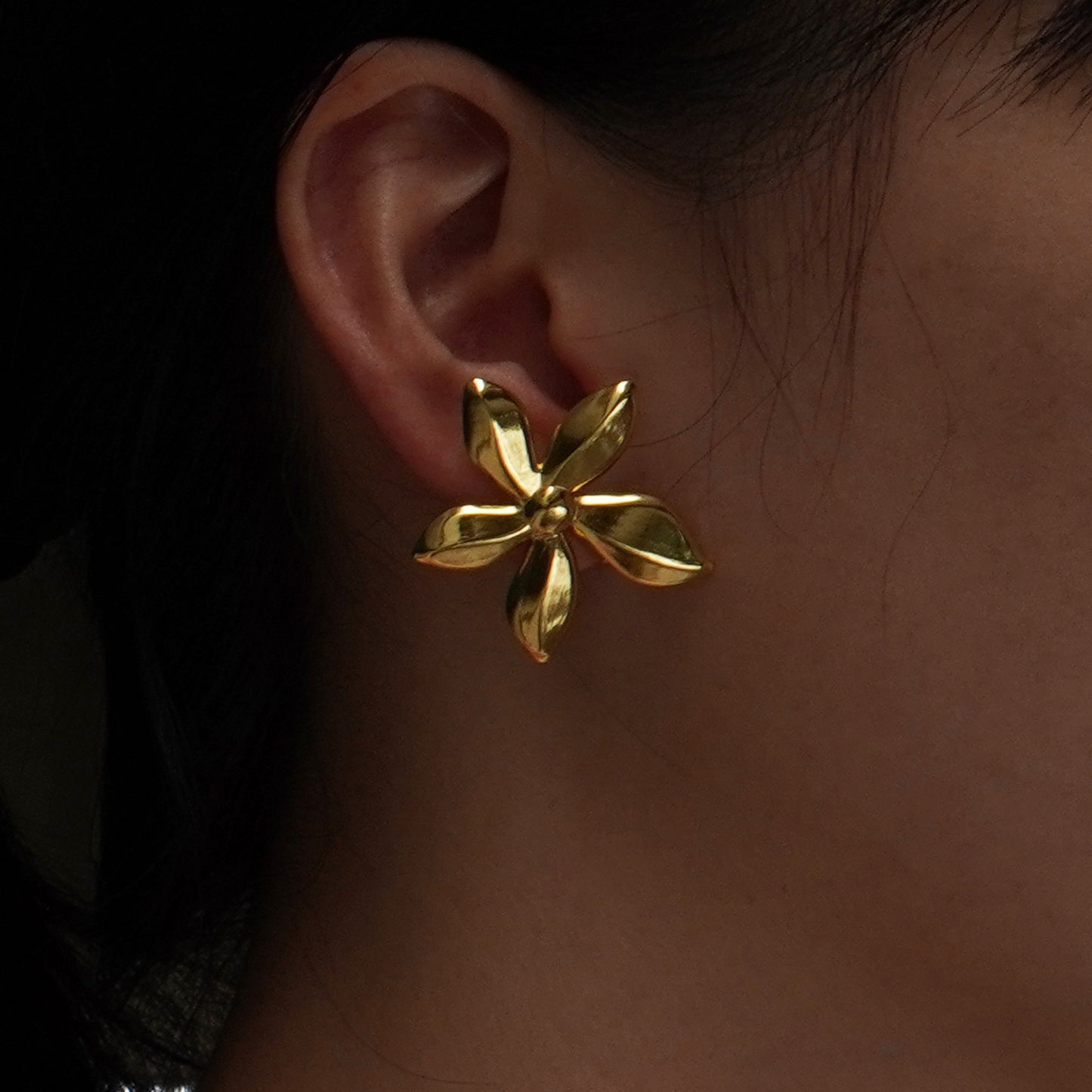 Sweet Elegant Floral Plated Stainless Steel Earrings for Women