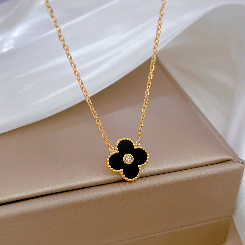 Collana con pendente geometrico minimalista in titanio e acciaio placcato unisex
