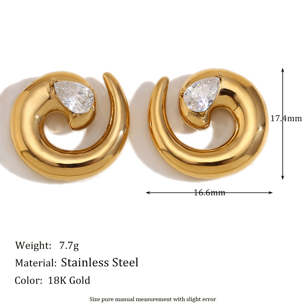 Orecchini a perno geometrici irregolari da donna in stile francese vintage, realizzati in acciaio inossidabile con placcatura in oro 18 carati