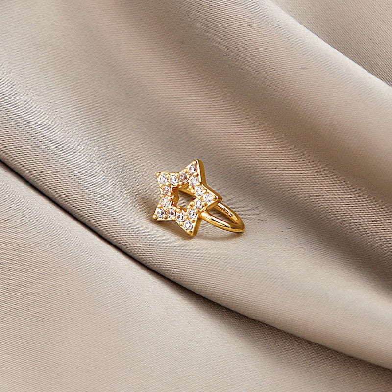 Minimalist Geometric U-Shaped Nose Clip Brass 18K Gold Plated Cubic Zirconia Adjustable Charm Bar