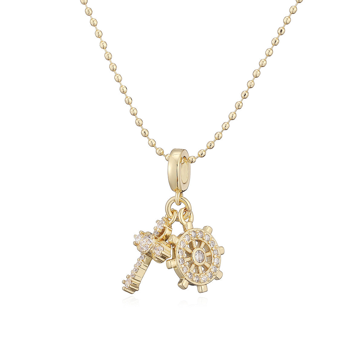 Minimalist Gold Plated Brass Cross Heart Cubic Zirconia Pendant Necklace for Women