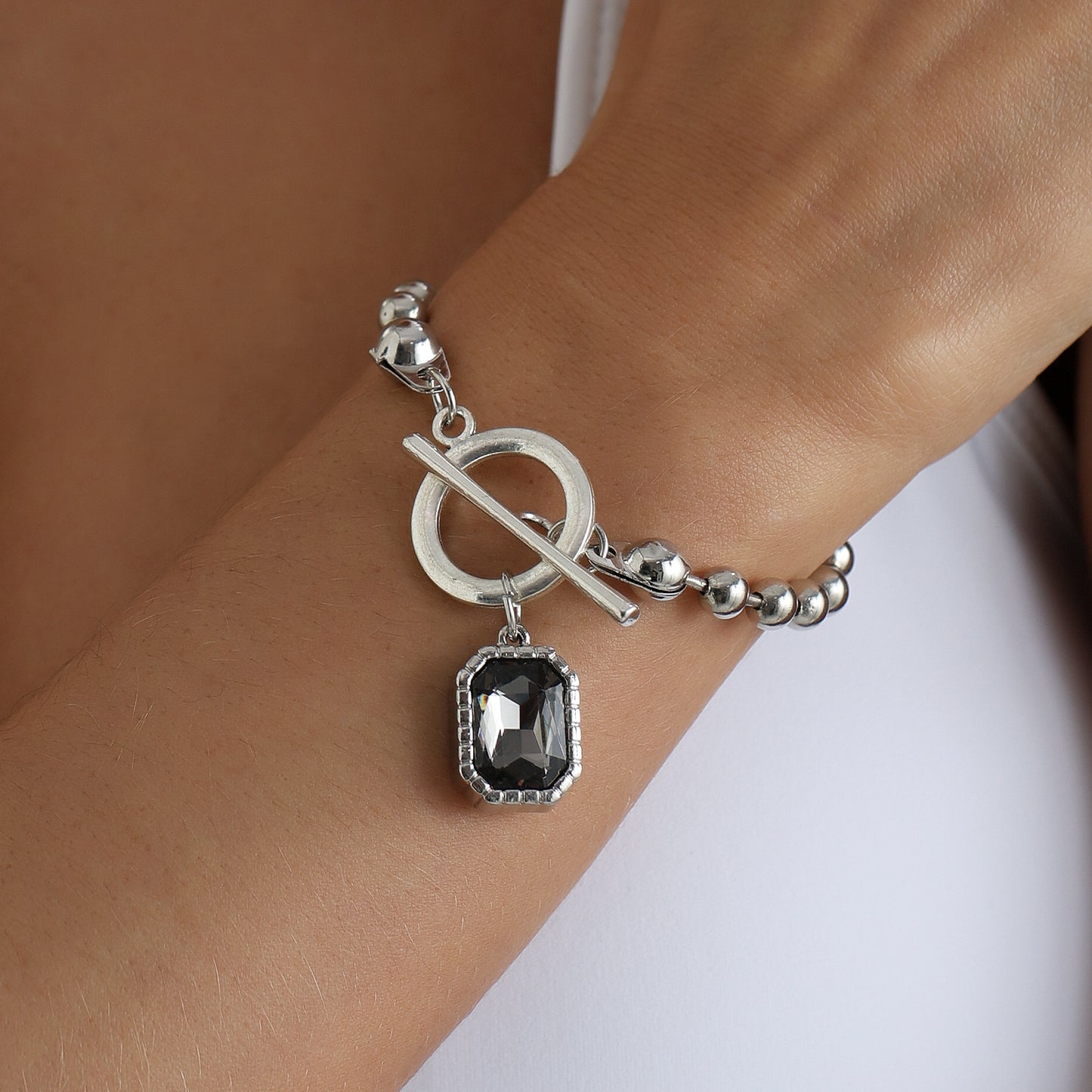 Gothic Minimalist Geometric Square Iron Plated Ball Chain Necklace Set with Alloy Pendant