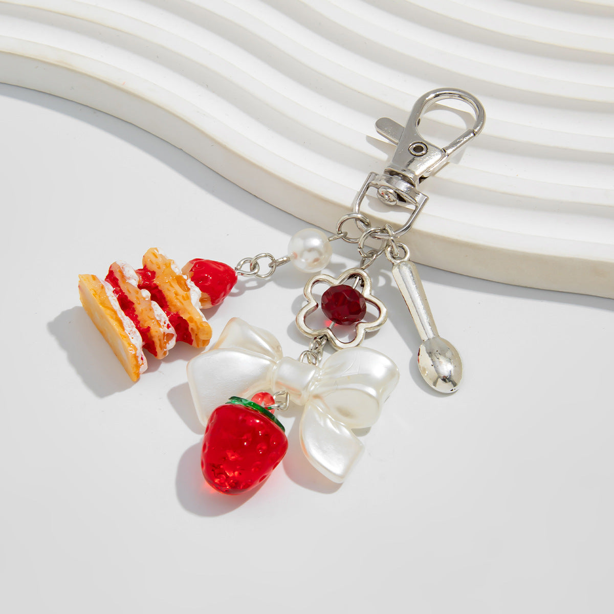 Sweet Strawberry Resin Plated Pendant Keychain Charm