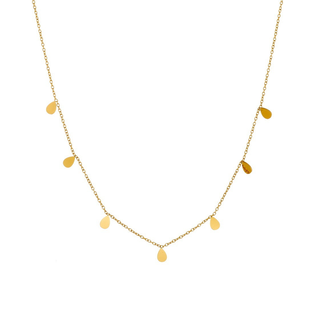 Minimalist Gold Plated Teardrop Stainless Steel Pendant Necklace for Women