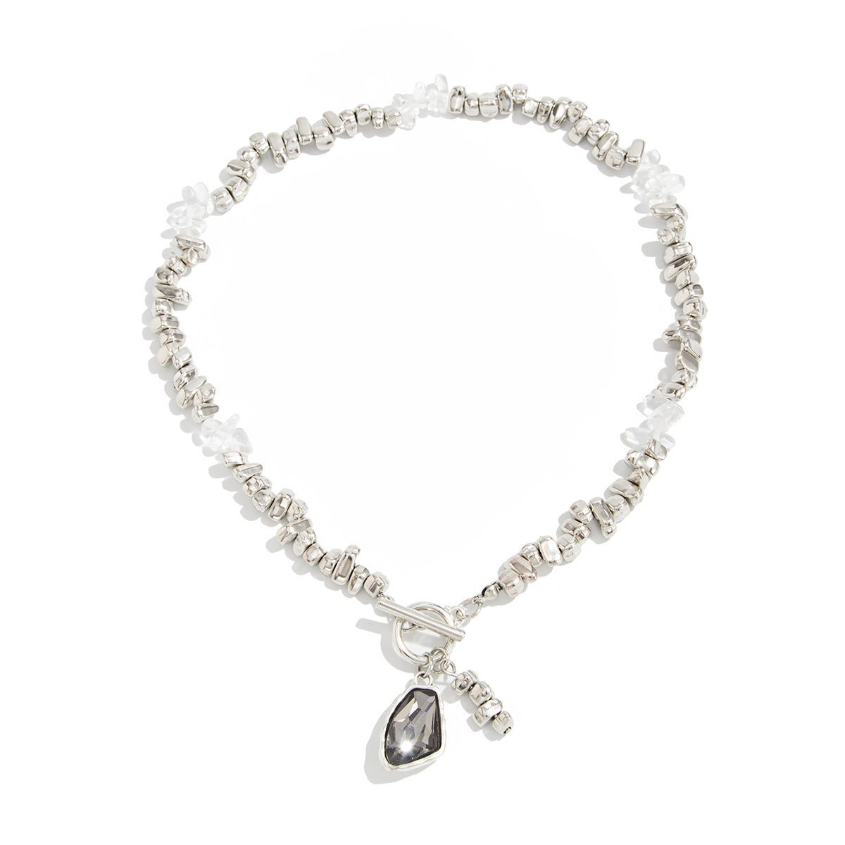 Minimalist Geometric Oval Acrylic and Zinc Alloy Plated Pendant Necklace for Women