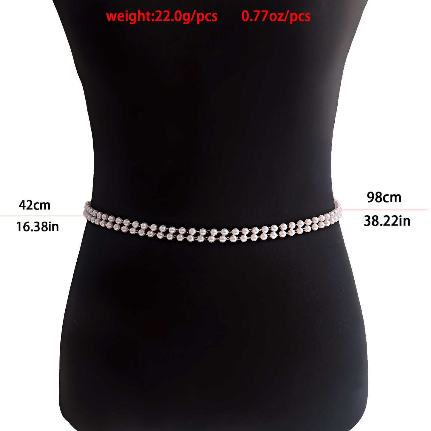 Sweet Punk Double Layer Imitation Pearl Acrylic Waist Chain for Women