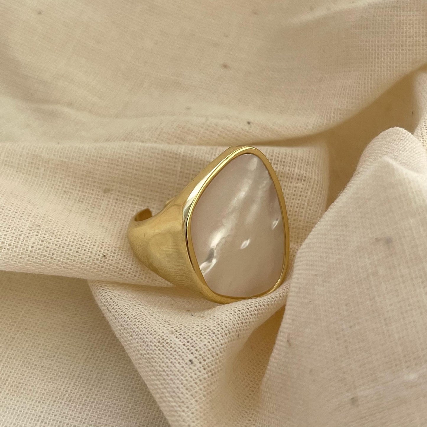 Anello da donna minimalista Streetwear in argento Sterling 925 con intarsio in conchiglia di madreperla