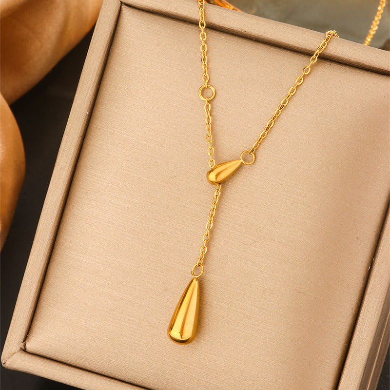 Minimalist Luxury Titanium Steel Plated Geometric Heart Teardrop Letter Animal Cartoon Star Pendant Necklace for Women