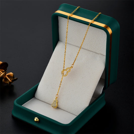 Collana a catena con perline tonde elettroplaccate in acciaio al titanio minimalista da donna